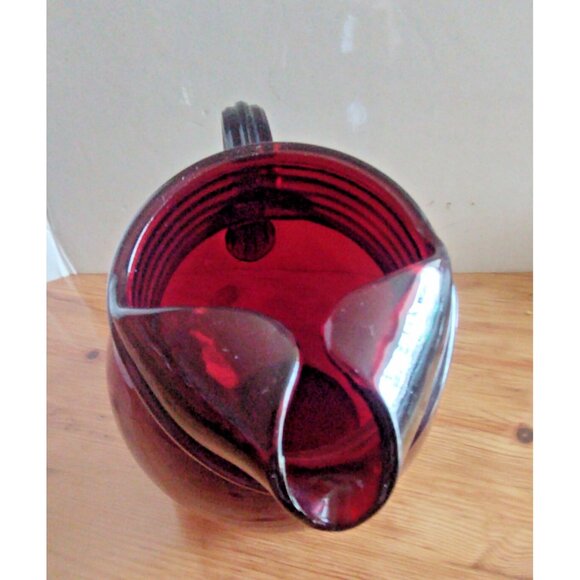 Vintage Anchor Hocking Royal Ruby Red Depression Glass Pitcher Mid Century 4 Cup - Picture 2 of 9